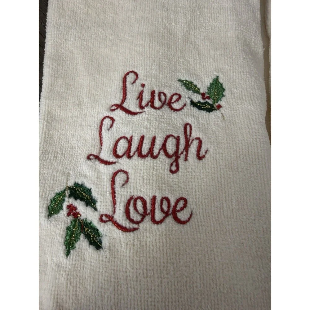 St. Nicholas Square Ivory Christmas Hand Towels for Bath Powder Room (Set of 2)